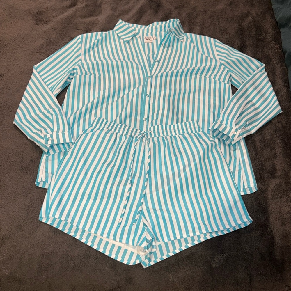 Princess Polly Matching Blue and White Stripped Set